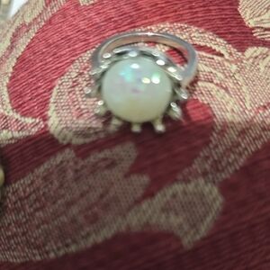 Elegant Silver Opal Ring Costume Jewel But Beautiful
